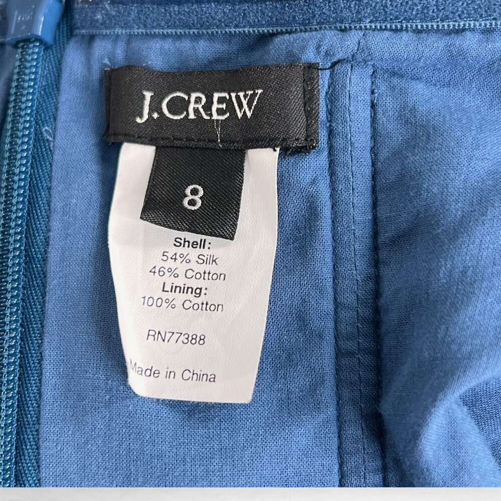 J. CREW Lorelei Beach Strapless Blue Dress in Embossed‎ Silk 8 - Picture 8 of 9